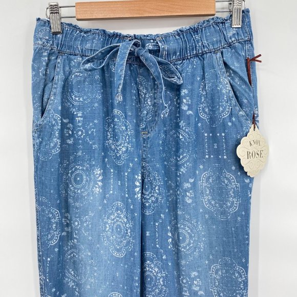 Knox Rose Womens Blue Chambray Shibori Print Pull On Jogger Pants S Bohemian - Picture 4 of 6